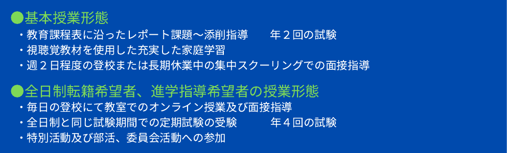 聖望学園高等学校通信制課程の2023年度開校時資料に掲載された2つの授業形態