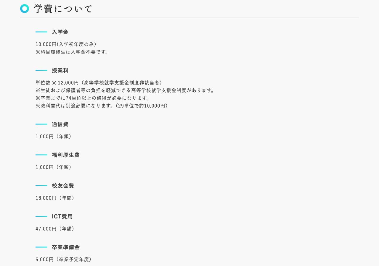 第一薬科大学付属高等学校の現行学費