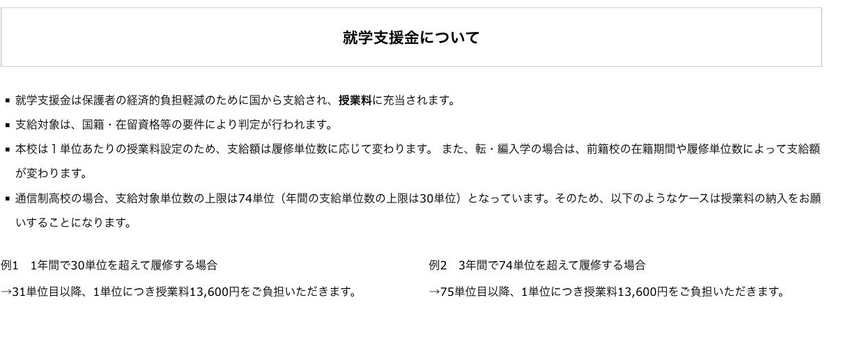 つくば開成学園高等学校の就学支援金の支給単位数上限